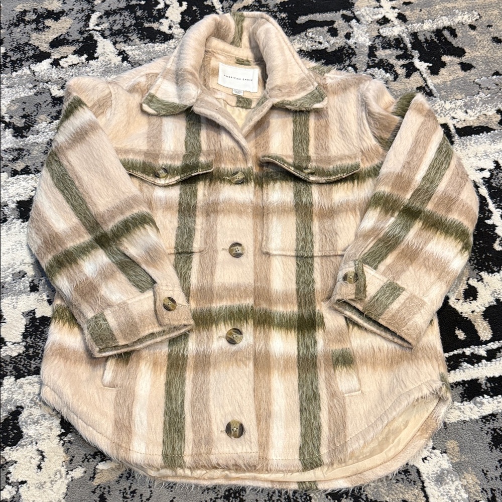 AE Striped Jacket in Olive and Beige